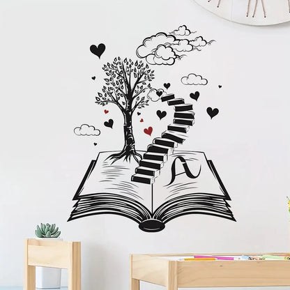 1pcs Fairy Tale Wonderland Cartoon Book Staircase Pattern Wall Stickers for Kids Room Bedroom Decoration Wall Decals Home Deocr-HomeDecorDecals_com