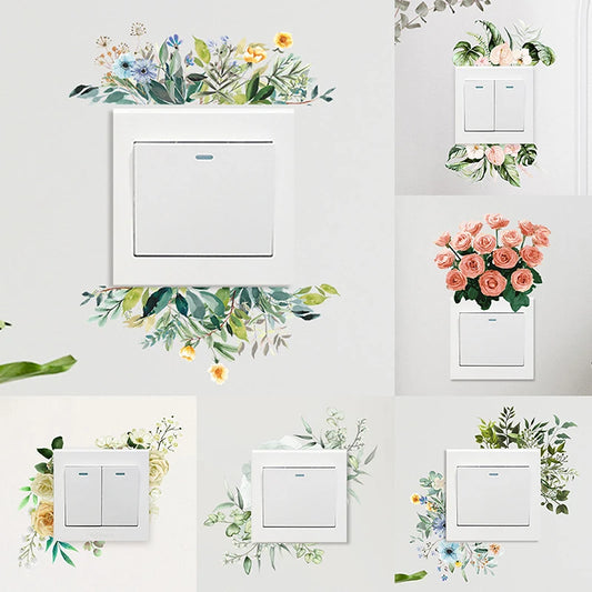 Decor Wall Paper Long Lasting Wall Mural Colorfast Plant Flower Switch Wall Decorative Sticker Self-adhesive Decal-HomeDecorDecals_com