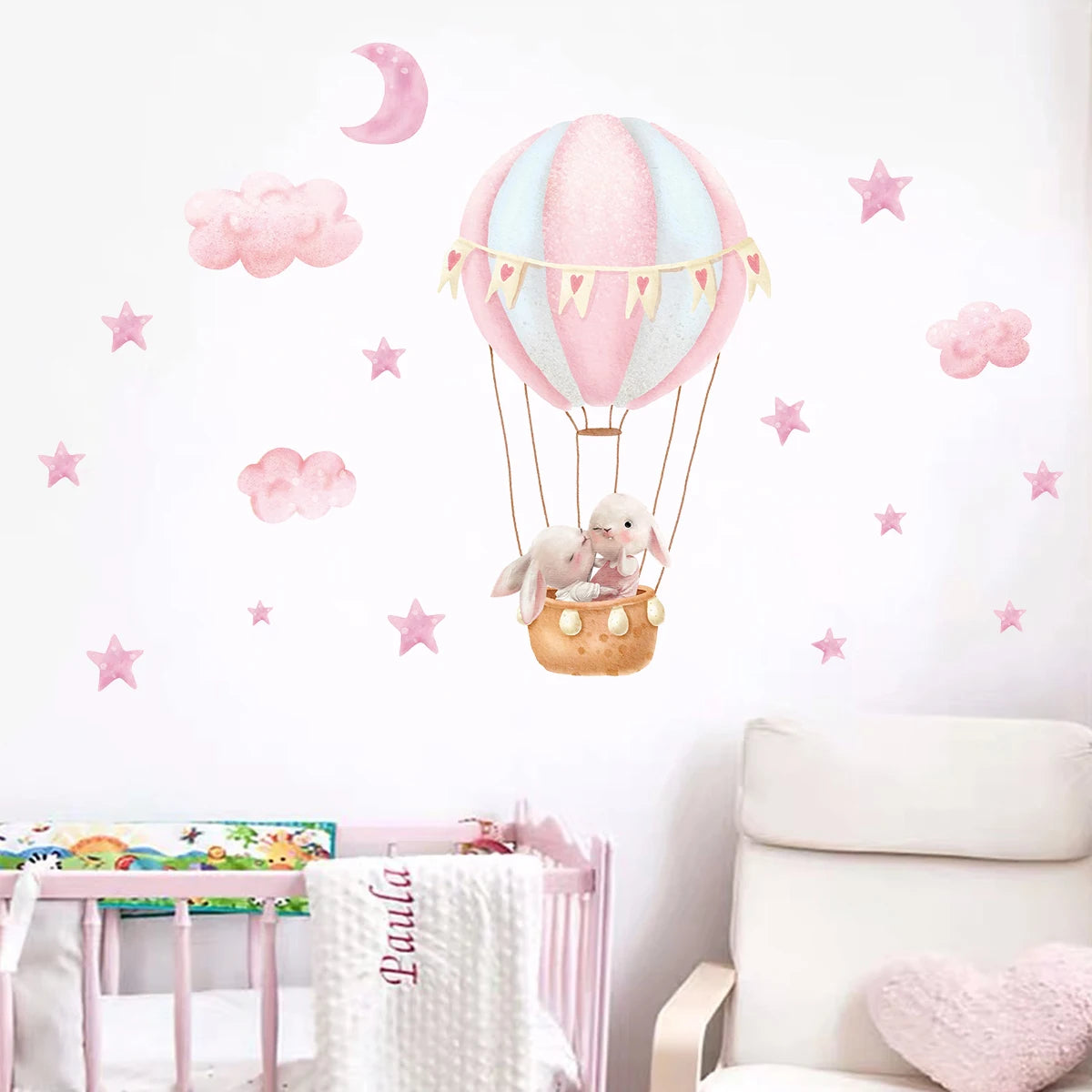 Cute Rabbit And Balloon Wall Decal for Kids-HomeDecorDecals_com