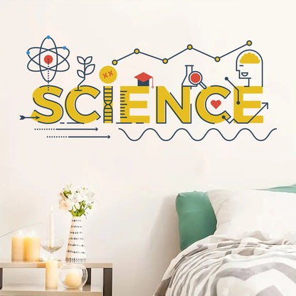 1Pc Cartoon "science" Text Laboratory Wall Decals Study Room Decoration Classroom Wall Stickers for Kids Room Children's Home-HomeDecorDecals_com