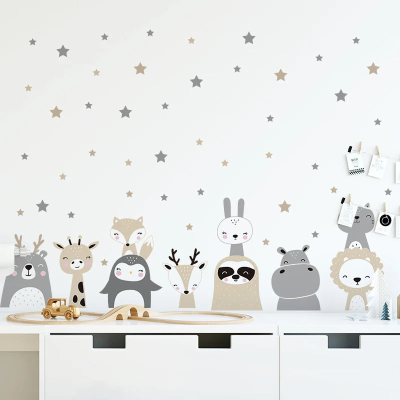 Cartoon Lion Bunny Forest Animals Wall Stickers for Children's Room Kids Room Bear Wall Decals for Baby Nursery Room Bedroom-HomeDecorDecals_com