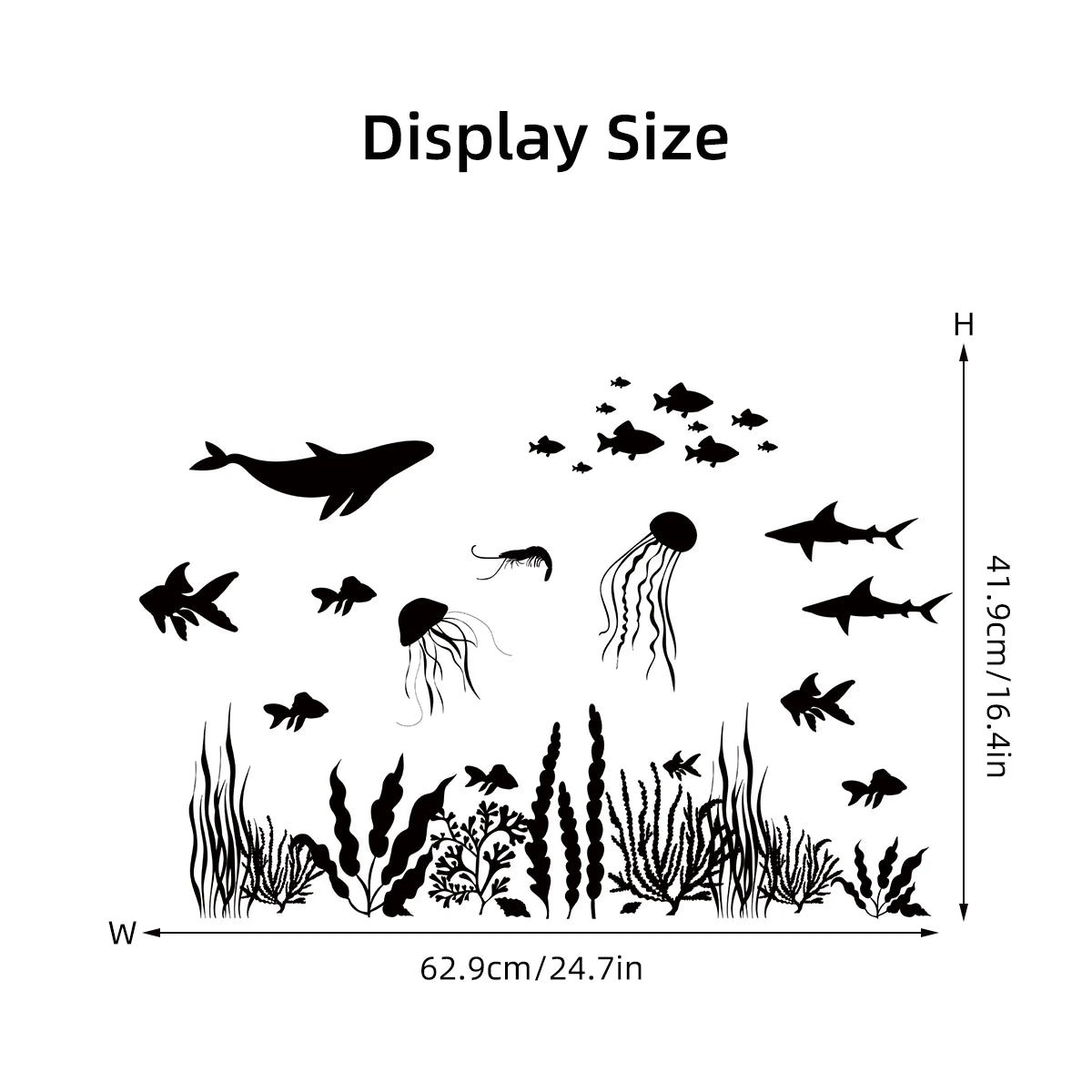 1Pc Marine Animals and Fish Silhouette Wall Stickers for Children's Room Decor Bedroom Wall Decals Kids Living Room Decoration-HomeDecorDecals_com