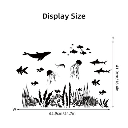 1Pc Marine Animals and Fish Silhouette Wall Stickers for Children's Room Decor Bedroom Wall Decals Kids Living Room Decoration-HomeDecorDecals_com