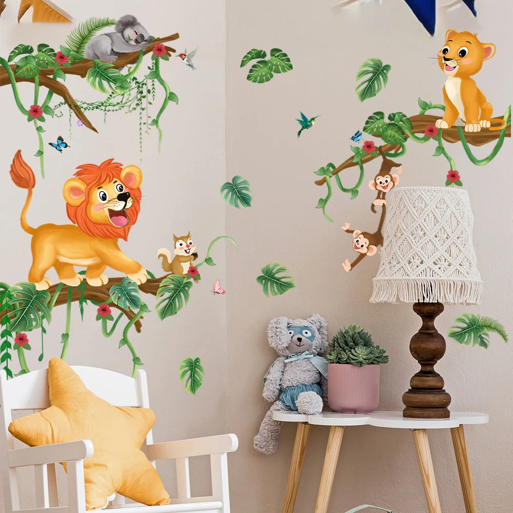 Lion Wall Sticker for Kids Jungle Bedroom Decor-HomeDecorDecals_com