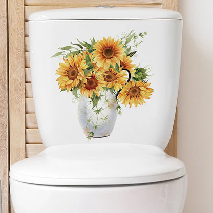 Green Plant Leaves Bathroom Toilet Sticker WC Closestool Wall Sticker Self Adhesive Mural Beautify Flower Home Decoration Decals-HomeDecorDecals_com