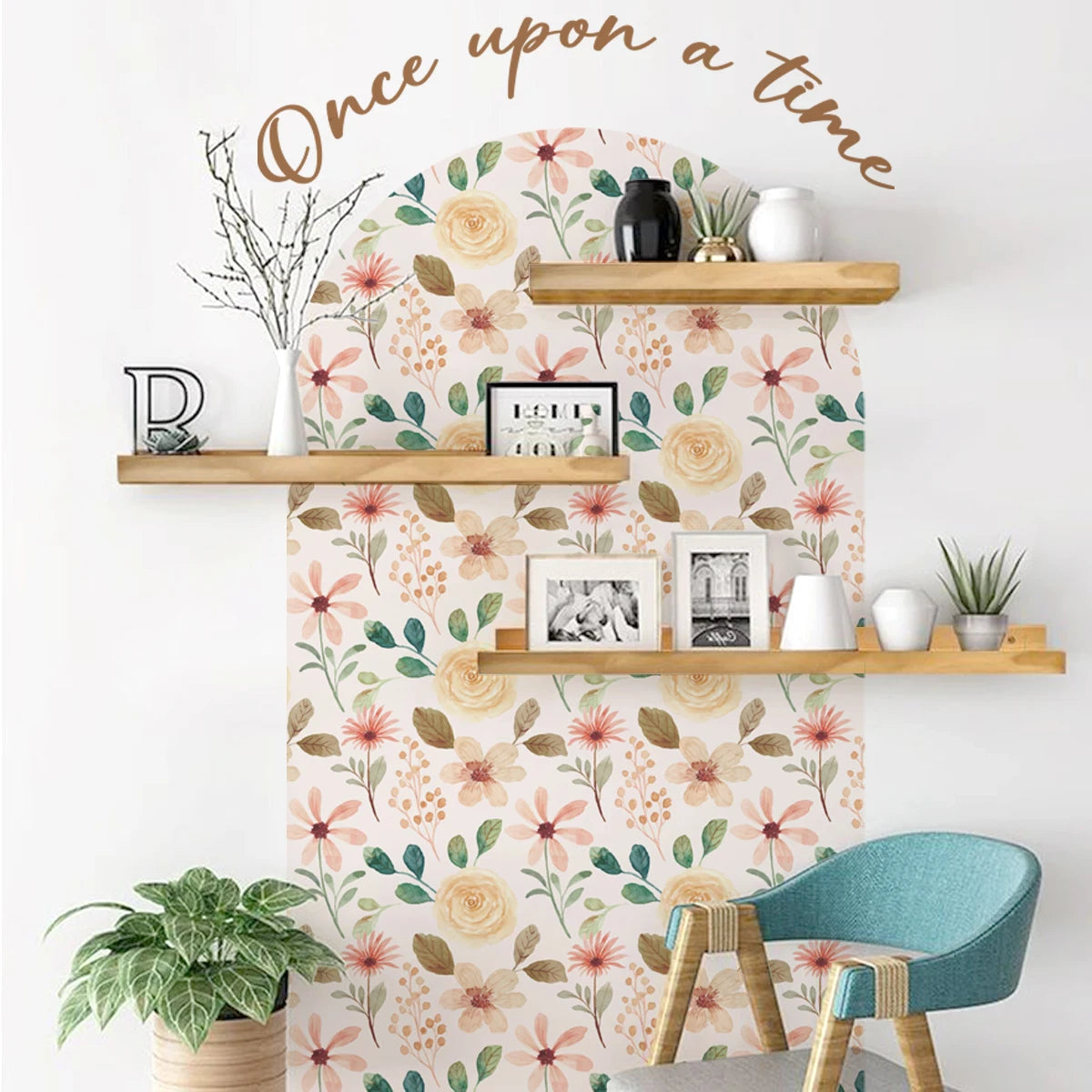 Boho Flowers Arch Wallpaper Nursery Decal Children's Room Baby Sticker Kids Bedroom Living Vinyl Home Decoration Peel and Stick-HomeDecorDecals_com