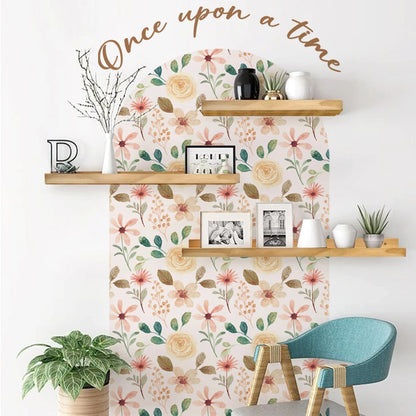 Boho Flowers Arch Wallpaper Nursery Decal Children's Room Baby Sticker Kids Bedroom Living Vinyl Home Decoration Peel and Stick-HomeDecorDecals_com