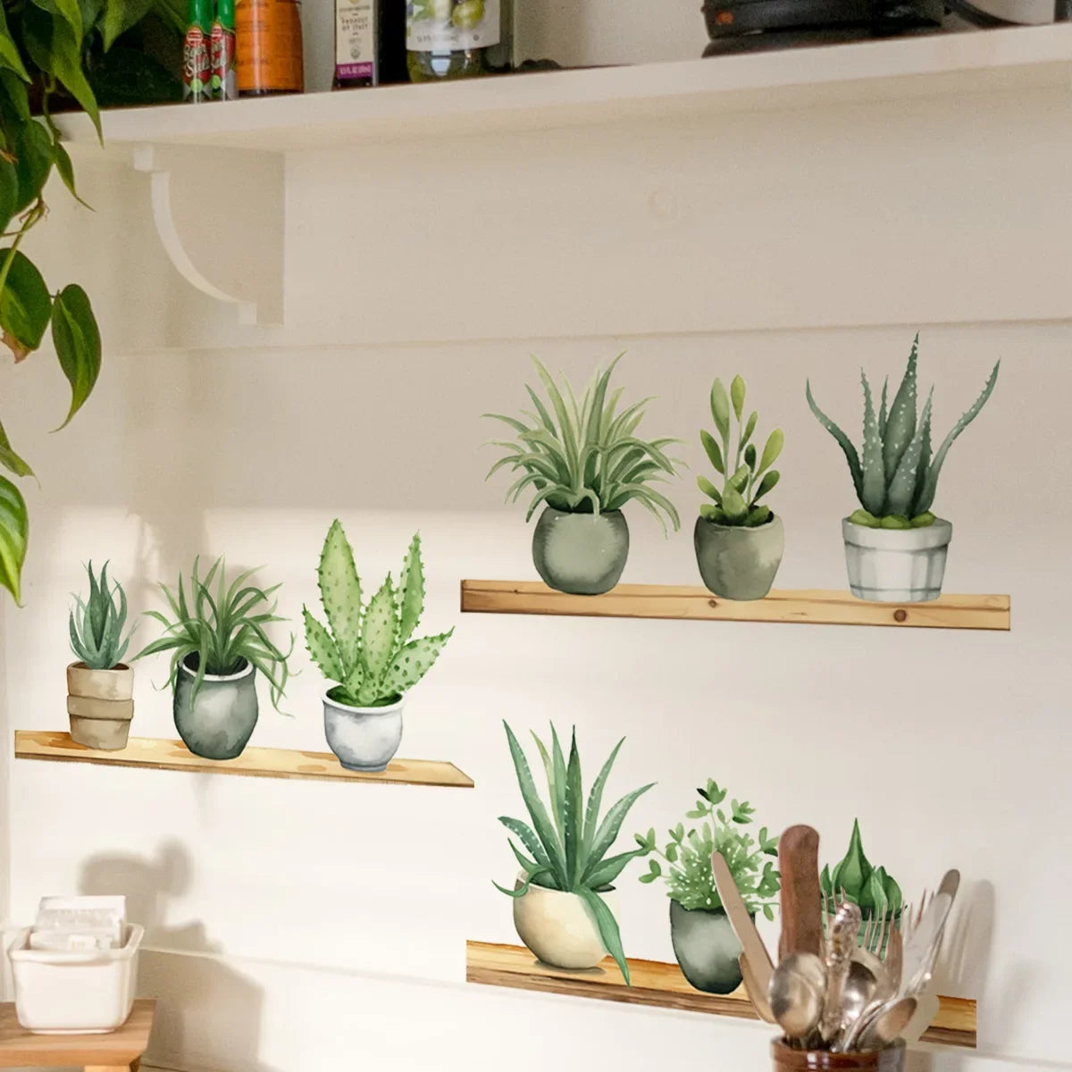 Creative Wall Stickers Potted Plant Decals Self-adhesive Removable Wall Mural DIY Wall Art Home Decoration Accessories-HomeDecorDecals_com