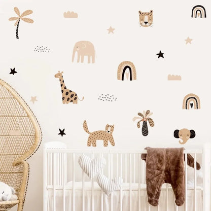 Cartoon Safari Animals Wall Decal | Room Decor decorative wall feature by HomeDecorDecals.