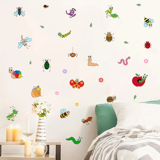 Cartoon Insect Pattern Wall Decal | Home Decor removable peel and stick wall decal by HomeDecorDecals.