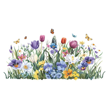 Tulip and Butterfly Window Glass Decal | Home Decor displayed in room decor by HomeDecorDecals.