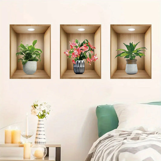 Watercolour Potted Flower Wall Decal | Home Decor removable peel and stick wall decal by HomeDecorDecals.