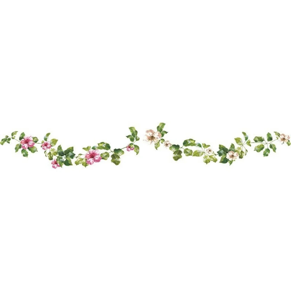 Green Leaf Pink Flower Vine Wall Decal | Home Decor design details by HomeDecorDecals.