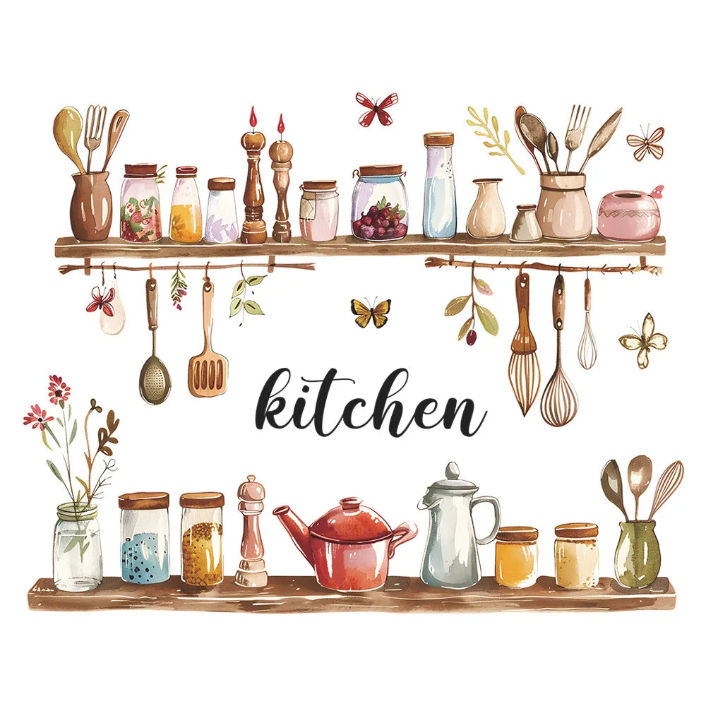 Painted Kitchenware Home Beautification Wall Decal | Home Decor displayed in room decor by HomeDecorDecals.