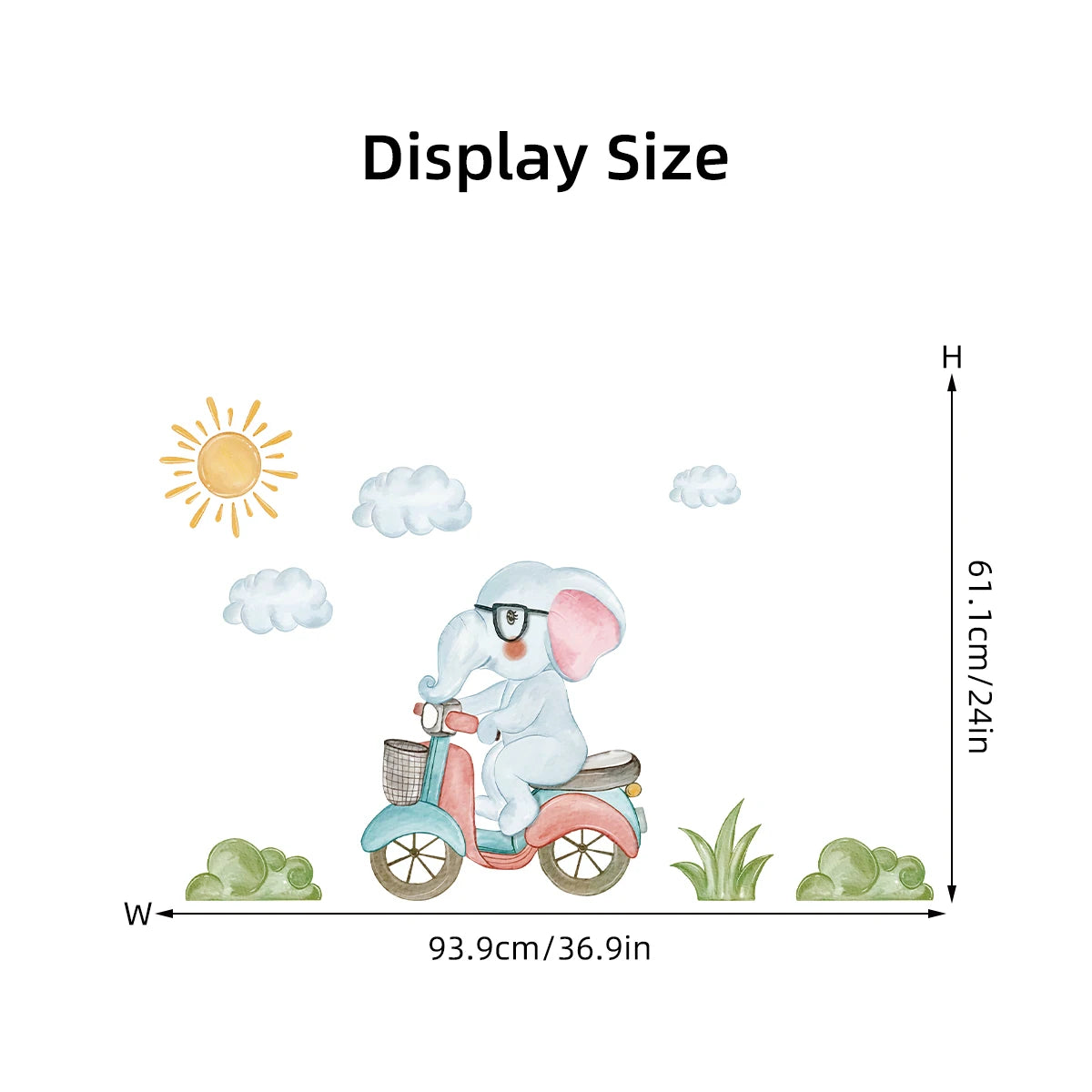 1Pc Cartoon Cute Elephant Riding Bike Wall Stickers for Kids Room Living Room Wall Decals Children Room Decor Bedroom Decoraiton-HomeDecorDecals_com