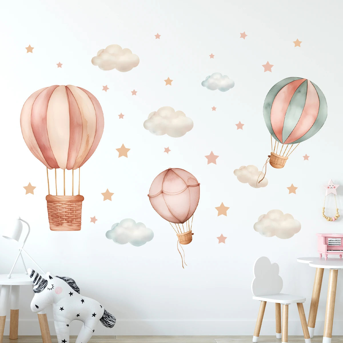 1Pc Cartoon Cloud Star Balloon Furniture Wall Stickers for Kids Room Decor Children Bedroom Decoration Living Room Wall Decals-HomeDecorDecals_com