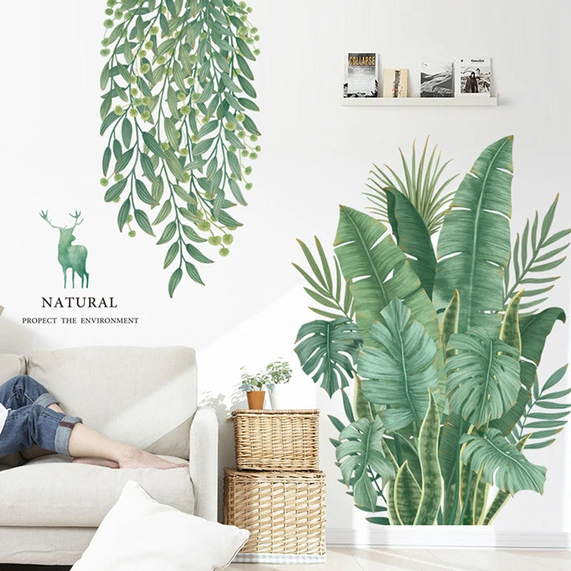 Green Leaves Tropical Wall Decal | Home Decor design details by HomeDecorDecals.