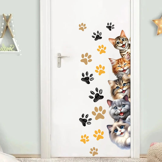 Watercolour Cute Cats Wall Decal-HomeDecorDecals_com