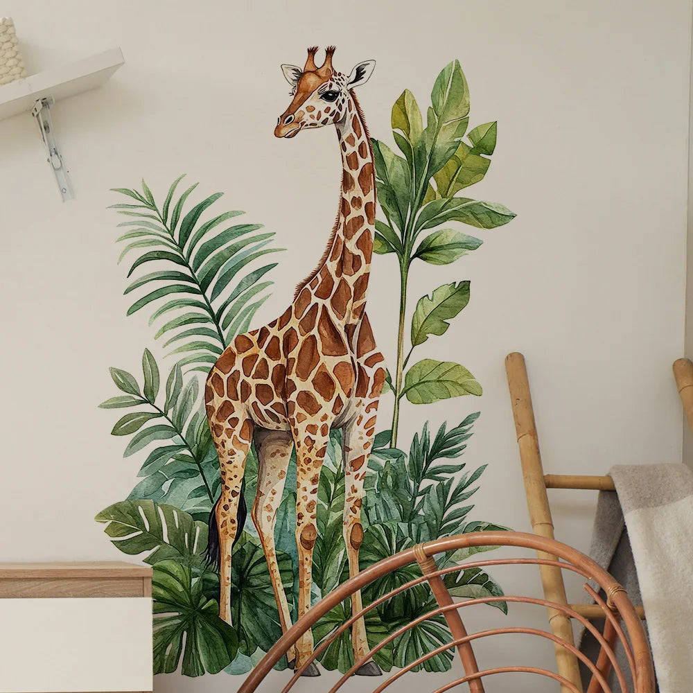 Giraffe and Greenery Wall Decal | Home Decor design details by HomeDecorDecals.
