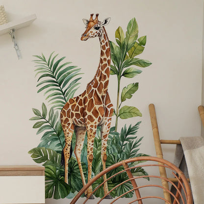 Giraffe and Greenery Wall Decal | Home Decor design details by HomeDecorDecals.