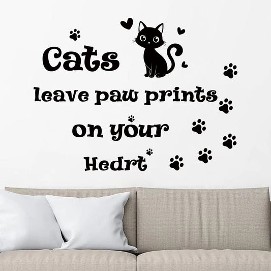 1Pc Black Cat Pattern Cartoon Cute Text Wall Decals Kids Room Decor Wall Stickers Bedroom Decoration Living Home Background-HomeDecorDecals_com