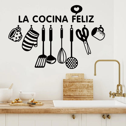 Black Kitchen Utensil Silhouette Wall Decal | Home Decor removable peel and stick wall decal by HomeDecorDecals.