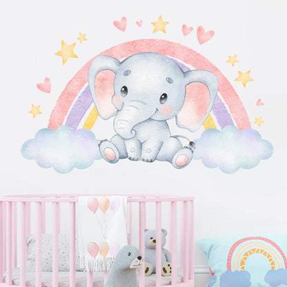 Children's Room Wall Stickers Cartoon Animals on Train Airplane Hot Air Balloon Wall Decals Baby Nursary Kindergarten Decoration-HomeDecorDecals_com