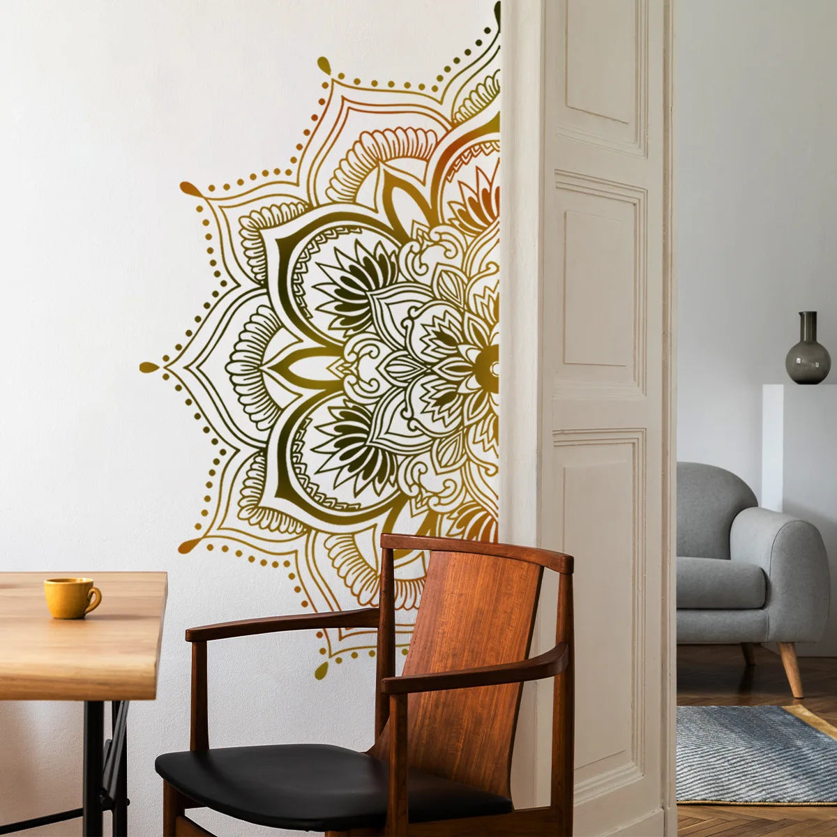 Mandala Lotus Flower Mural Wall Decal | Home Decor displayed in room decor by HomeDecorDecals.