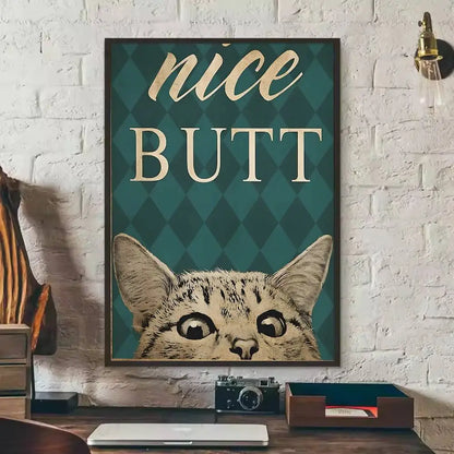 Cute Black Cat Art Are Poster Self-adhesive Art Waterproof Paper Sticker Coffee House Bar Dorm Room Wall Decor-HomeDecorDecals_com