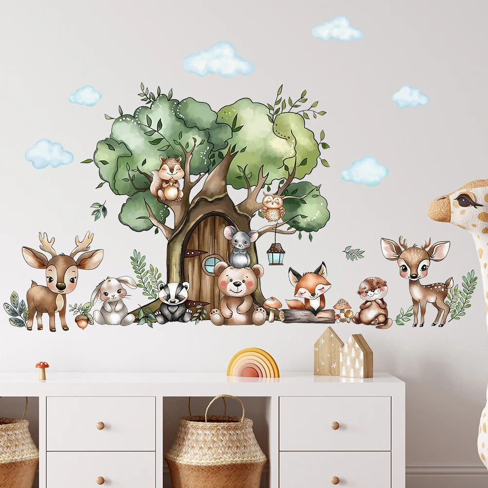 Close-up view of Animals in the Forest Wall Decal | Home Decor by HomeDecorDecals.
