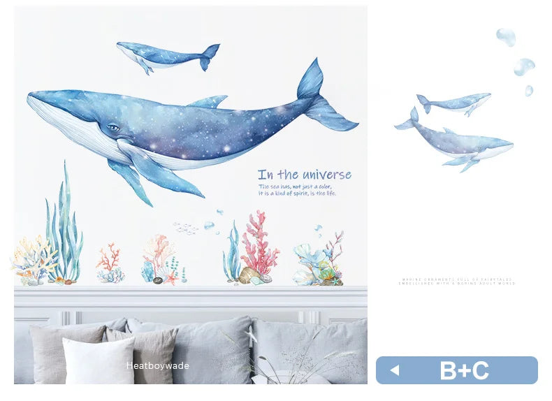 Cartoon Dreamland Wall Sticker for Kids rooms Nursery Wall Decor Vinyl Tile Stickers Waterproof Whale Wall Decals Home Decor-HomeDecorDecals_com
