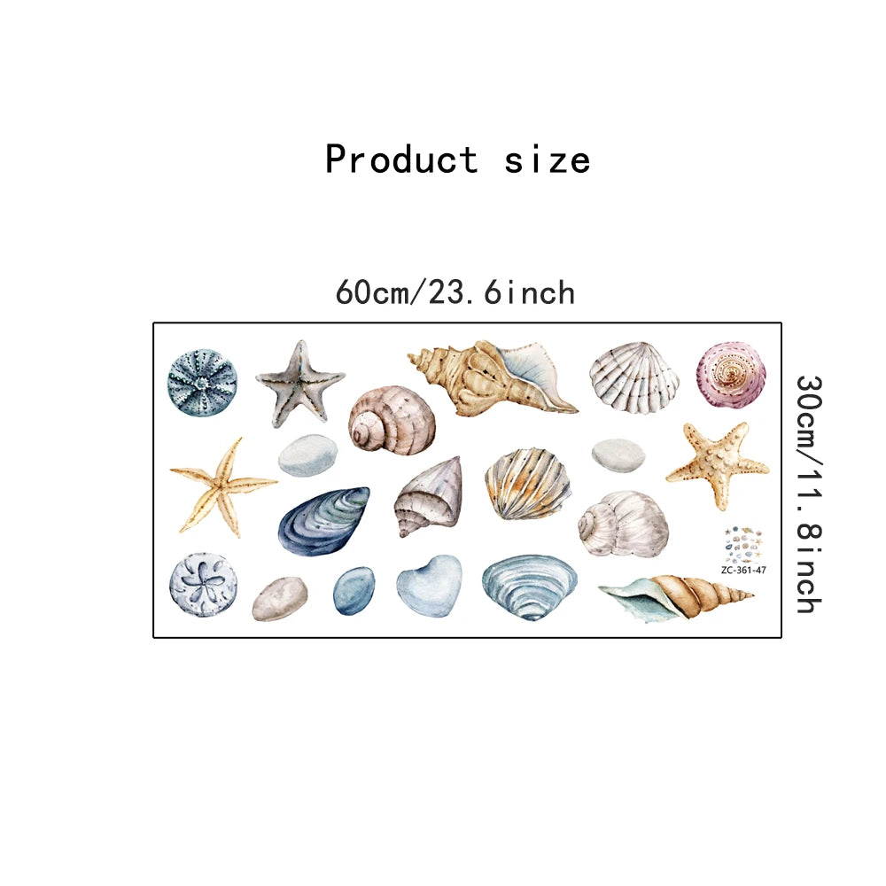 1X Beautiful Shell DIY Wall Stickers for Bathroom Decor Kids Removable Decals PVC Showcase Window Glass Tile Door Posters Mural-HomeDecorDecals_com