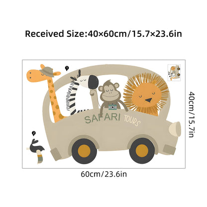1Pc Giraffe lion cartoon Animal car wall stickers for kids room decoration bedroom wall decals living baby room decor 40*60cm-HomeDecorDecals_com