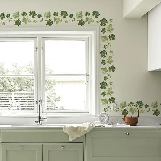 2PCS Green Plant Leaves Children'S Bedroom Living Room Porch Dormitory Home Decoration Wall Stickers Self-Adhesive-HomeDecorDecals_com