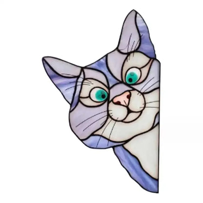 Additional view of Cat Peeking Window Glass Decal | Home Decor by HomeDecorDecals.