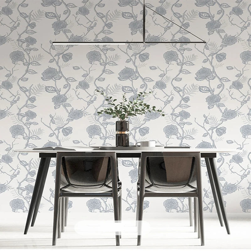 Close-up view of Green White Leaves Wallpaper | Home Decor by HomeDecorDecals.