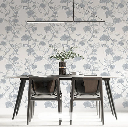 Close-up view of Green White Leaves Wallpaper | Home Decor by HomeDecorDecals.