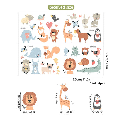 Cartoon Animals Wall Stickers for Nursery Kids Room Decor Removable PVC Wall Decals Home Decoraiton Art Murals Eco-friendly DIY-HomeDecorDecals_com