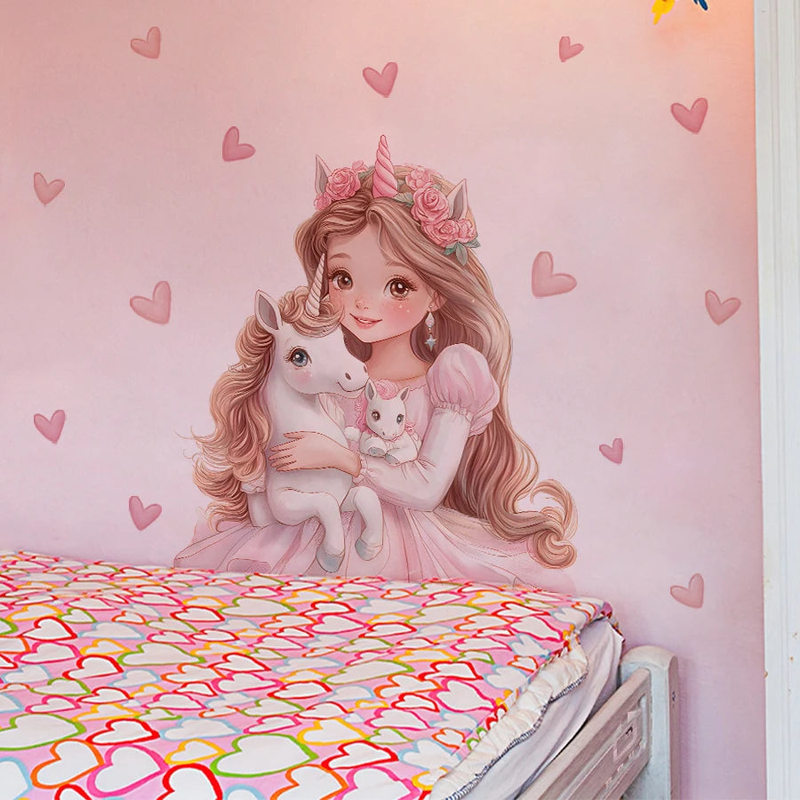 Magical Unicorn And Girl Wall Decal-HomeDecorDecals_com