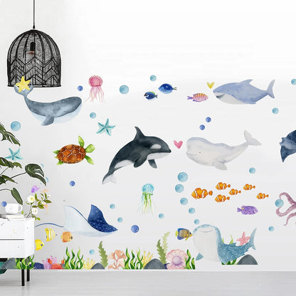 Large Ocean Animals Wall Stickers Baby Nursery Kids Room Undersea Animals Nautical Wall Decals Bedroom Home Decor-HomeDecorDecals_com