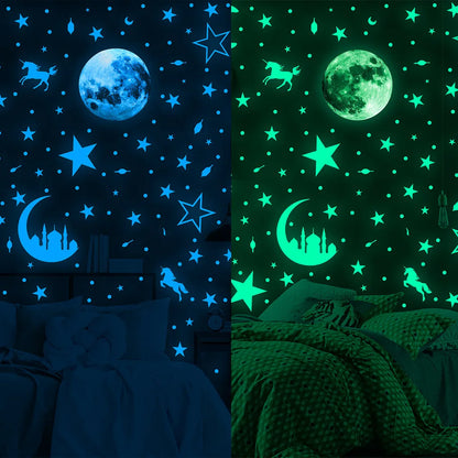 Luminous Moon and Stars Wall Stickers for Kids Room Baby Nursery Home Decoration Wall Decals Glow in the Dark Bedroom Ceiling-HomeDecorDecals_com