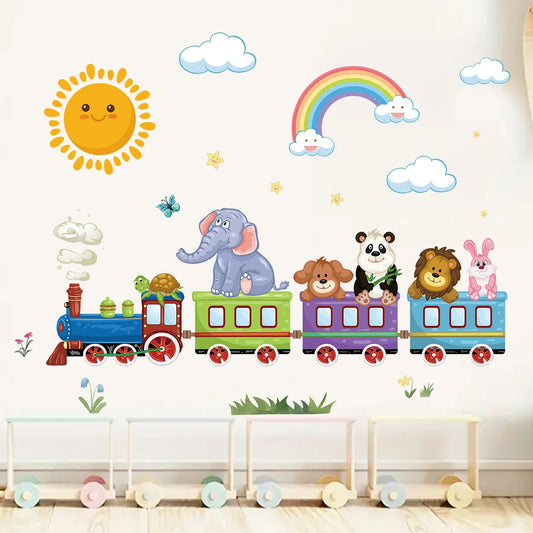 Cute Rainbow Train Wall Sticker PVC Kids Room Decor-HomeDecorDecals_com