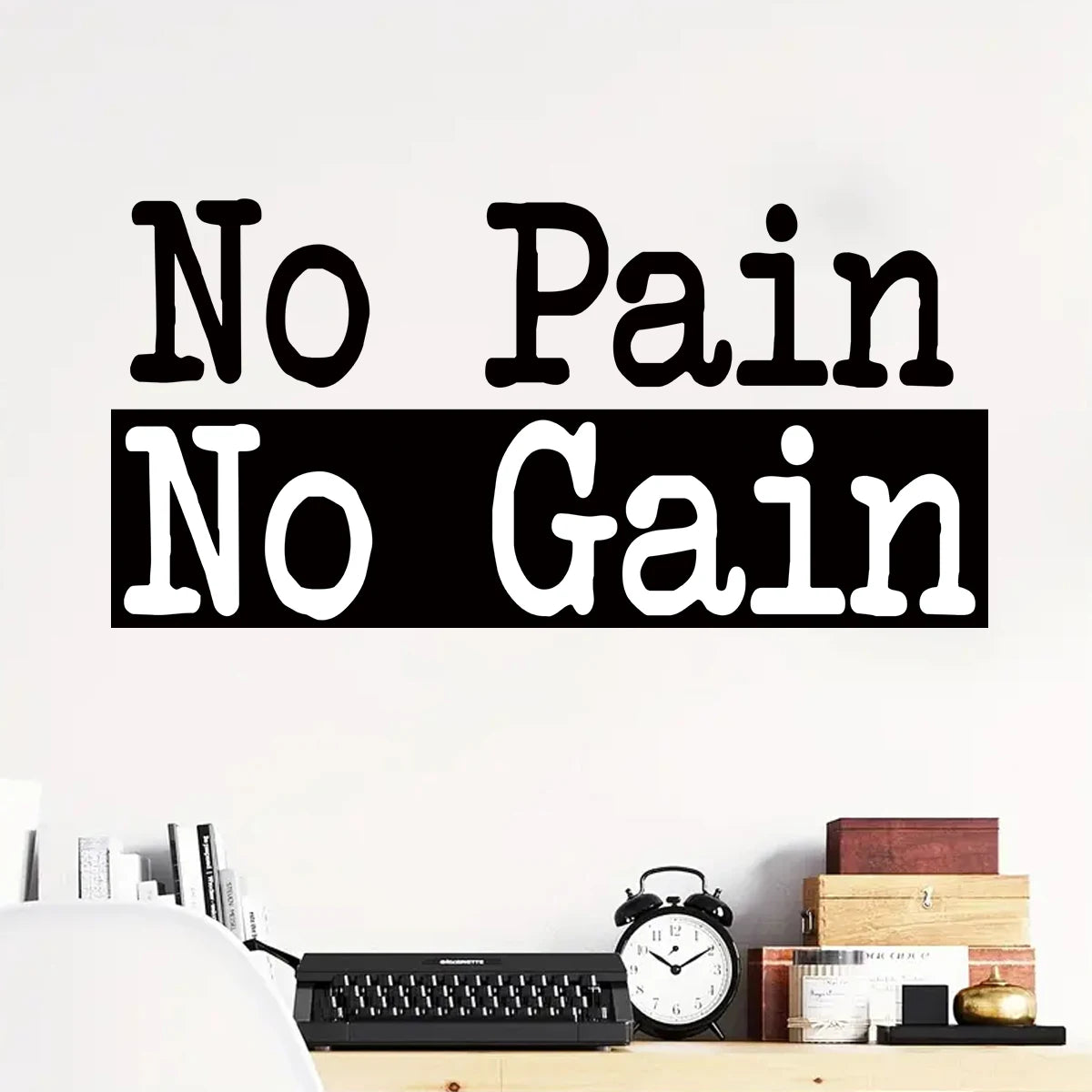 1Pc "No Pain No Gain" Inspirational Quotes Text Wall Stickers for Gym Study Room Decor Wall Decals Home Decoration Living Room-HomeDecorDecals_com