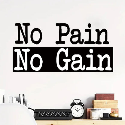 1Pc "No Pain No Gain" Inspirational Quotes Text Wall Stickers for Gym Study Room Decor Wall Decals Home Decoration Living Room-HomeDecorDecals_com