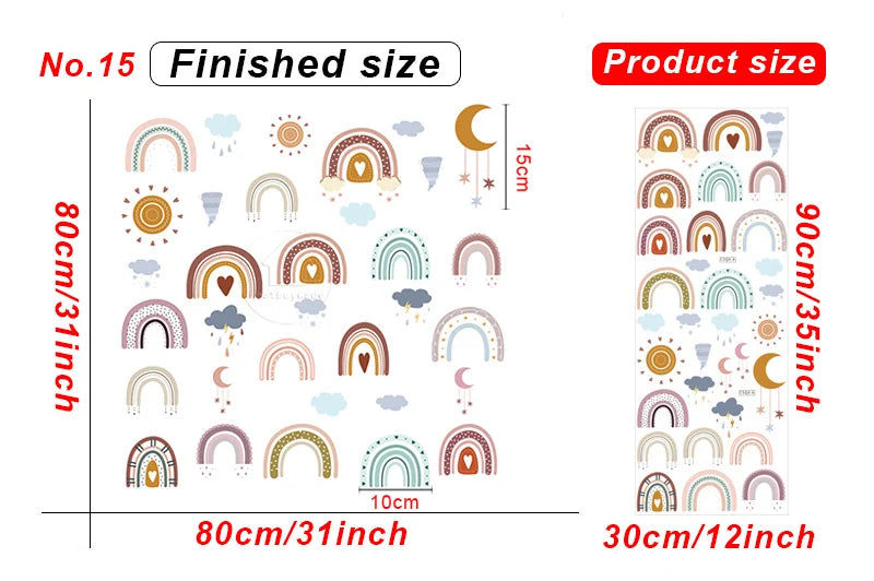 1x Cartoon Arch Rainbow DIY Wall Stickers for Baby Room Kids Bedroom Nursery Window Decor Removable PVC Decals Home Pieces Mural-HomeDecorDecals_com