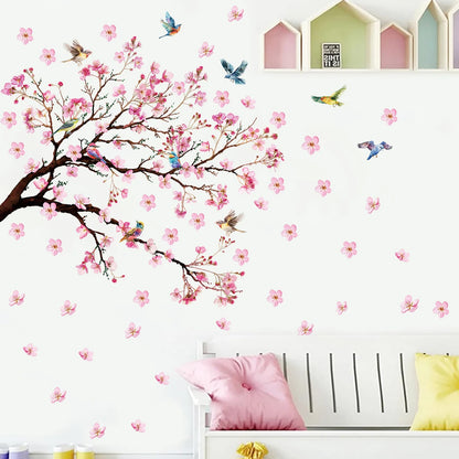 Watercolour Bird and Flower Wall Stickers (2-Pack)-HomeDecorDecals_com