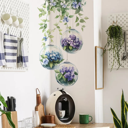 Flower Hanging Green Leaf Wall Decal | Home Decor removable peel and stick wall decal by HomeDecorDecals.