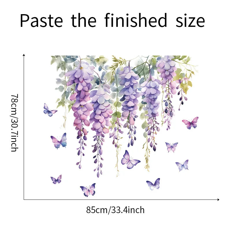 Purple Flower and Butterfly Floral Wall Decal | Home Decor home decor design by HomeDecorDecals.