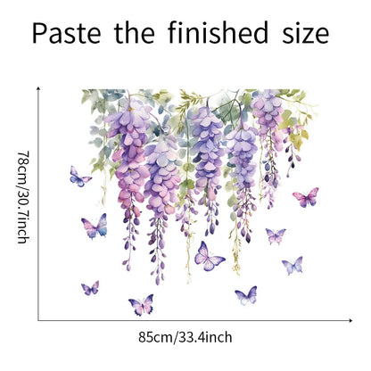 Purple Flower and Butterfly Floral Wall Decal | Home Decor home decor design by HomeDecorDecals.