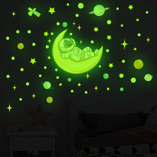 Glow in the Dark Astronaut Space Wall Decal | Room Decor removable peel and stick wall decal by HomeDecorDecals.